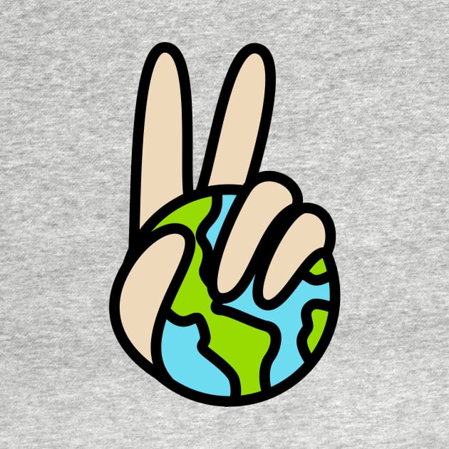 World Peace Planet Earth Symbol V Sign by BG Creative